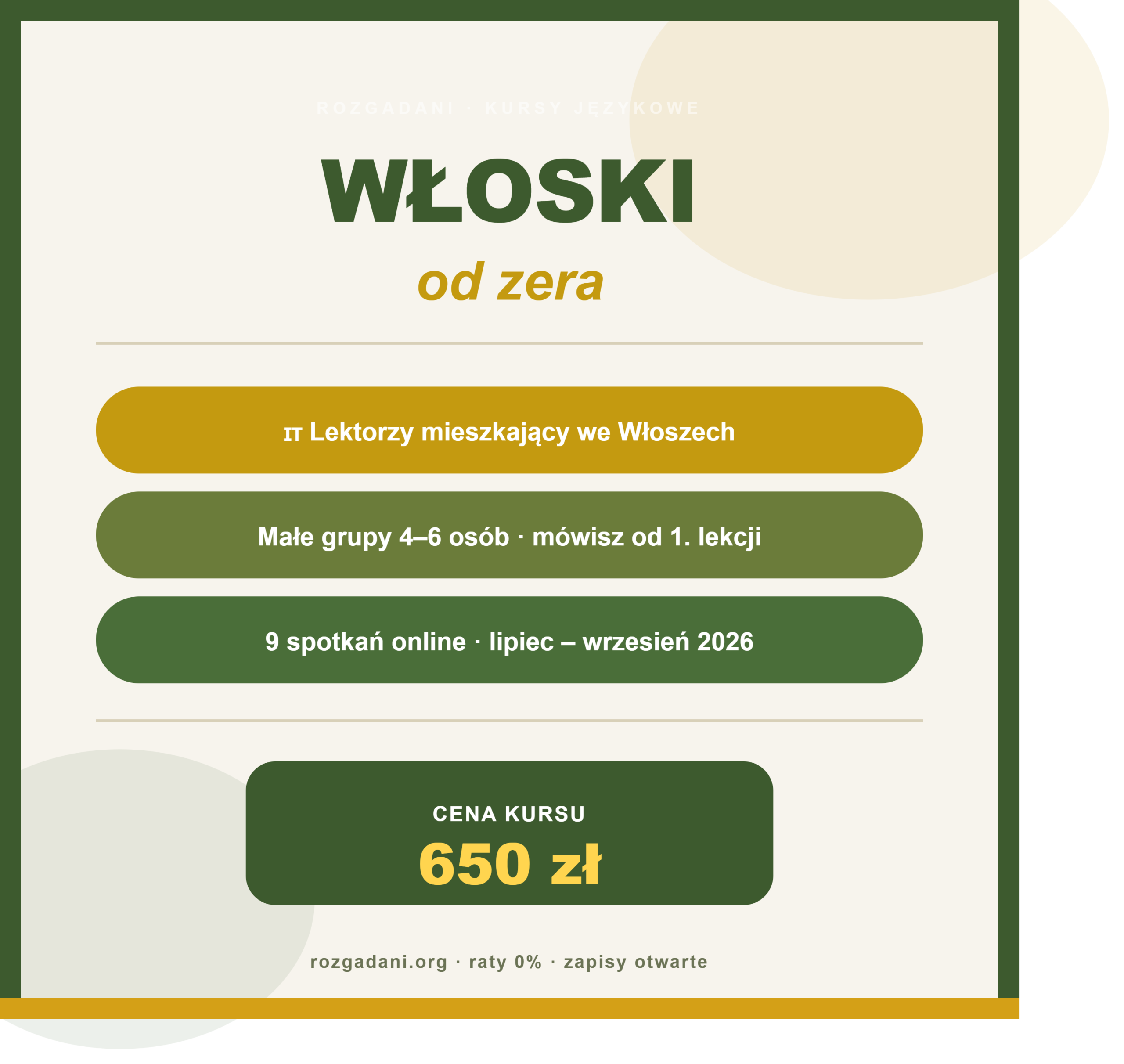 Kurs Grupowy języka włoskiego od zera